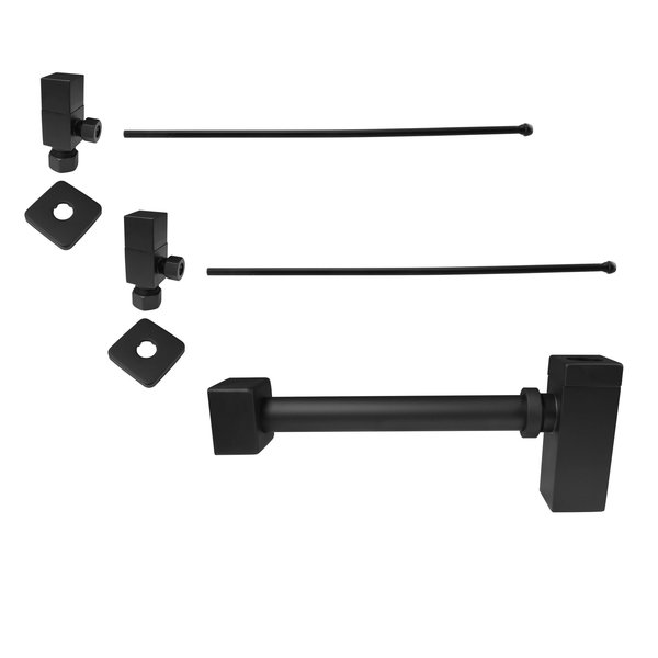 Westbrass Qubic 1/4-Turn Lavatory Supply Kit W/ Valves & Risers in Matte Black D1338QSL-62